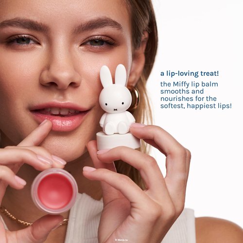 The Crème Shop Miffy Tinted Lip Balm with adorable Miffy cap, with Hyaluronic Acid and Murumuru to moisturize, soften and visibly improve chapped or dry lips - Rare Rose