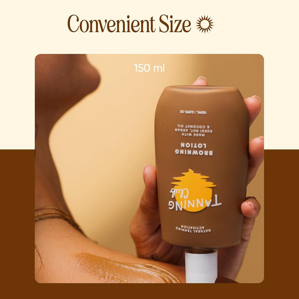 Tanning Club Browning Lotion - Sun Tanning Accelerator with Kukui Nut & Argan Oils - 150 mL