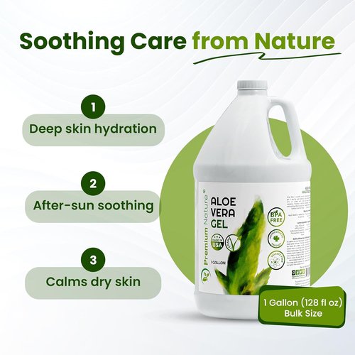 Premium Nature Aloe Vera Gel - Moisturizing Skin & Hair Relief | 1 Gallon (128 fl oz)