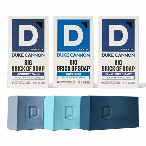 Duke Cannon Ultimate Freshness Soap 3-Pack Midnight Swim, Superior, & Naval Diplomacy - 10 oz Bars with Aquatic, Fresh Water, & Oceanic Scents - Triple Milled, American-Made