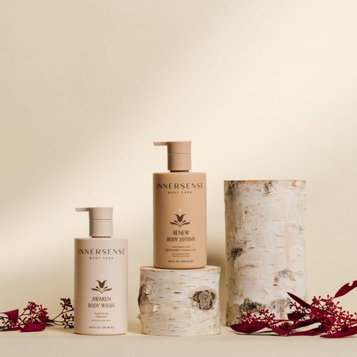INNERSENSE Organic Beauty - Awaken + Renew Body Essentials Set | Non-Toxic, Cruelty-Free, Clean Skincare (2 piece set)