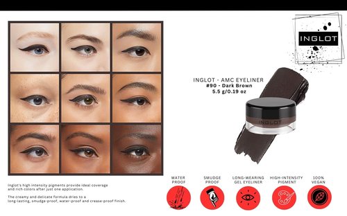 Inglot Eyeliner Bundle - AMC Eyeliner Gel 90, AMC Eyeliner Gel 77 and Brush 30T (3-piece)