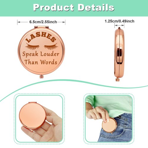 Lash Artist Gift Lash Tech Gifts Compact Mirror for Lash Technician Eyelashes Artist Gift Beautician Gifts Funny Presents for Women Folding Makeup Mirror for Best Friend Graduation Birthday