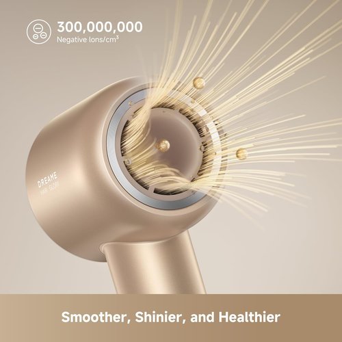 Dreame Glory Mix High-Speed Hair Dryer - Dual Voltage, 3 Magnetic Nozzles, Customized Fragrant Drying, Gold