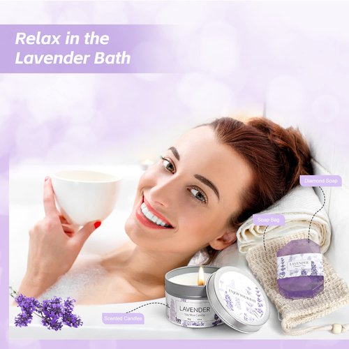 Frerdui Lavender Spa Gifts Set, 11 Pcs Bath Gift Set for Women, Relaxing Spa Gifts, Home Spa Products, Birthday Gifts for Women Valentine's Day
