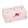 ZUNUONUO Handmade Quilted Cotton Makeup Bag for Women - Cute Cosmetic Pouch, Travel Toiletry & Make Up Organizer, Coquette Aesthetic Skincare Bag, Travel Essentials (Cute Cherry)
