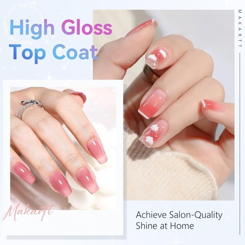 Makartt Gel Top Coat | 2 PCS No Wipe High Gloss Nail Polish - Long Lasting 10ML Clear Soak Off