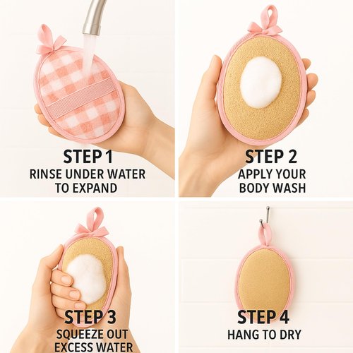 Natural Loofah Exfoliating Body Scrubber for Women Made with Natural Egyptian Loofa Sponge, Bath Shower Luffa lufa for face and Body. exfoliator Scrub Pads