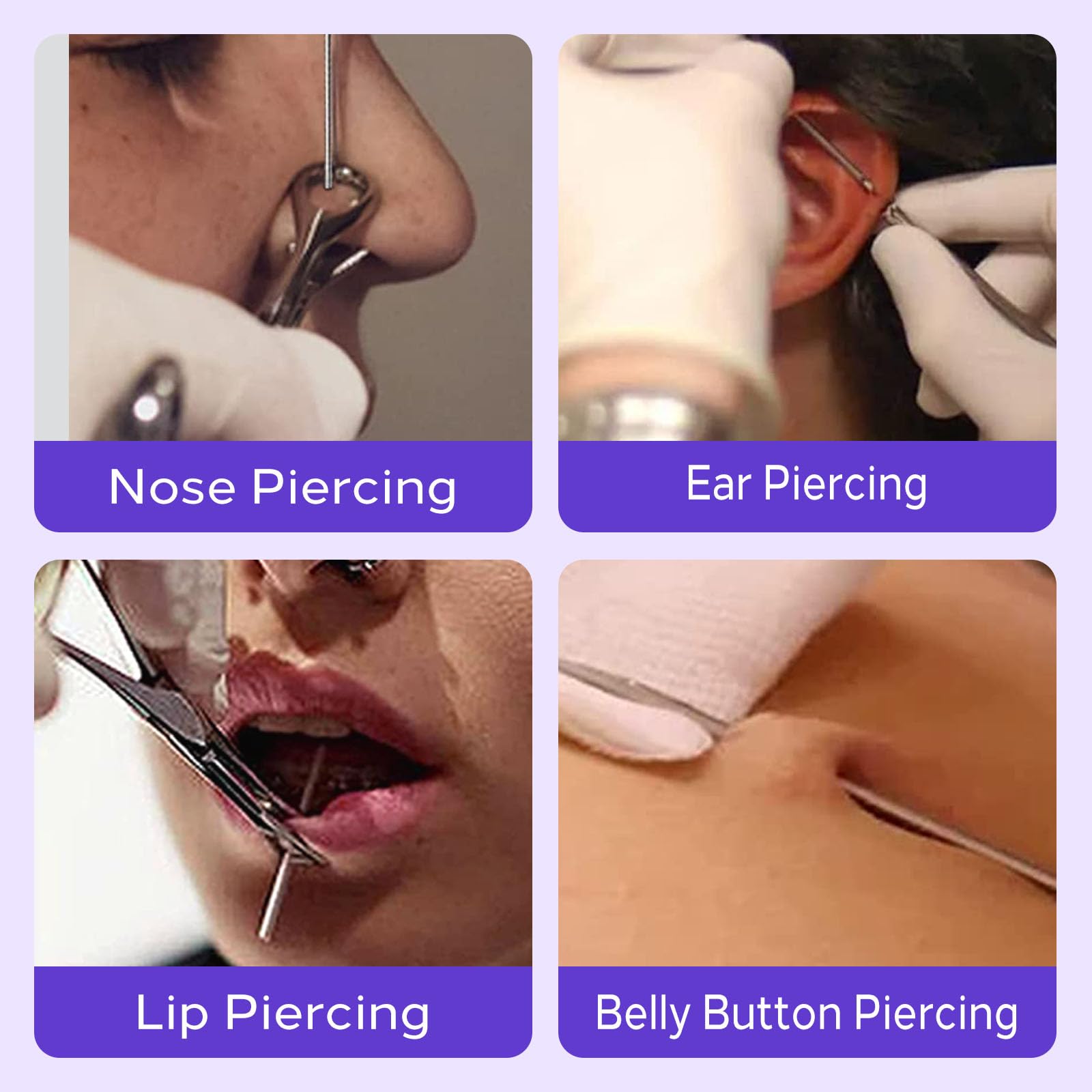 100Pcs Piercing Needles Mixed - Usiriy 20G 18G 16G 14G 12G Ear Nose Piercing Needle Kit Hollow Needles for Lip Tongue Belly Navel Nipple Body Piercing Professional Piercing Tools