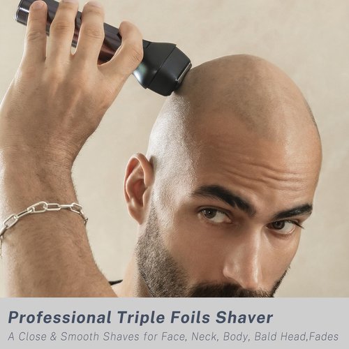 Beard Trimmer and Clippers Set for Men with Foil Shaver, Professional 3-IN-1 Mens Shaving Fades Kit with Nose Trimmer, IPX7 Waterproof Wet/Dry, Precise Dial Adjustable 20 Settings, USB-C Rechargeable