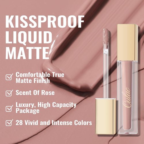 Oulac Matte Liquid Lipstick - Long-Lasting Pink Nude Lip Stain | Waterproof, Creamy Formula with Vitamin E, Vegan