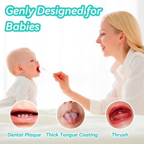 Foily 60-Pack Baby Tongue Cleaner Gauze– Gentle Newborn Oral Care, Disposable Toddler Tooth Brush for 0-24 Months Tooth Mouth Gum Clean (Square Style)