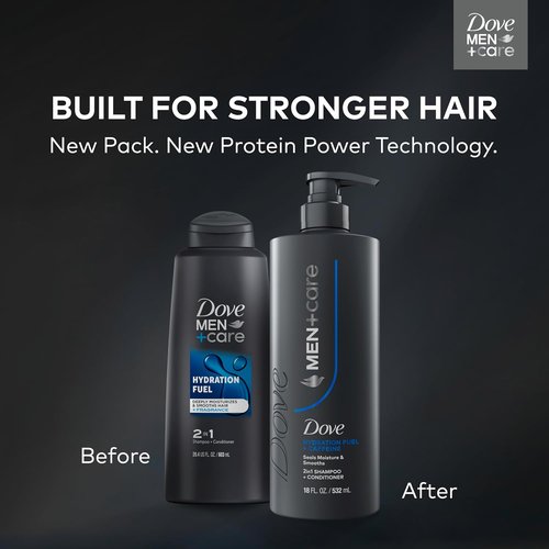 Dove Men+Care Shampoo - Hydration Fuel for Moisture & Smooth Hair with Caffeine | 18 FL OZ