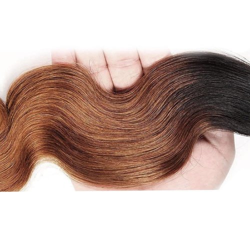 Luxvogue Bundles Human Hair 14 16 18 Inch Body Wave Chocolate Brown T1B/30 Human Hair Bundles Unprocessed Brazilian Virgin Human Hair Quick Weave for Black Women