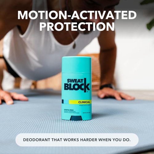 SweatBlock Clinical Strength Deodorant and Antiperspirant for Men and Women Coastal Fresh Scent 2 Pack 48 Hour Protection Against Odor and Excessive Sweat Ideal for Active Lifestyles and Daily Use