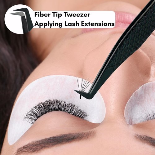 My Lash Tools Mega Boot Volume Fiber Tip Lash Tweezer – MEGA GRIP QUEEN, Diamond Grip, Professional Eyelash Extension Tweezers, Lash Artist Tool (Black)