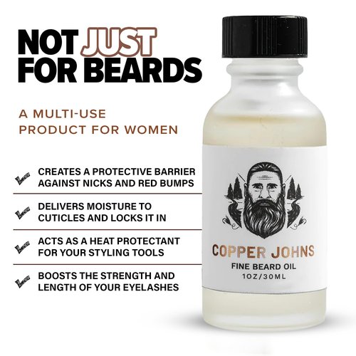 Copper Johns Premium Beard Oil for Men - Natural Formula with Jojoba & Castor Oil - Lightweight Non-Greasy Beard Moisturizer - Softens, Hydrates & Tames Frizz - Polys-Bergamot & Cherry Almond 1 oz