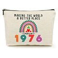 Happy 50th Birthday Gifts for Her Women Makeup Bag, Best 1976 Anniversary 50th Birthday Decorations, 50 Year old and Fabulous Gifts Ideas for Wife, Mom, Mothers Day, Christmas Cosmetic Travel Pouch