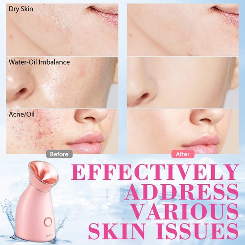 Pjordo Facial Steamer Spa Kit, 12 Skin Care Tools & 5 Jelly Mask Powder, Nano Ionic Steamer for Facial Deep Cleaning Unclog Pores Sinuses, Warm Mist Humidifier for Home SPA, Self Care Gifts for Women