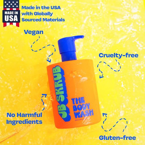 JB SKRUB The Body Wash for Kids, Tween & Teen Boys with Foaming Action & Natural Citrus Scent - No Harsh Ingredients Boys Body Wash - Conquer Adolescent Funk with Confidence - 14 Oz.