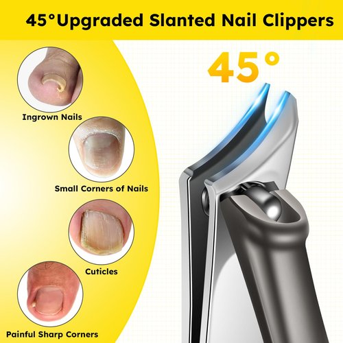 Nail Clippers for Seniors, Heavy Duty Ingrown Toenail Clippers with Long Handle，Angled Head Large Toe Nail Clippers and Slanted Nail Cutter for Thick Nail for Men Women Pregnant Elderly 6Pcs