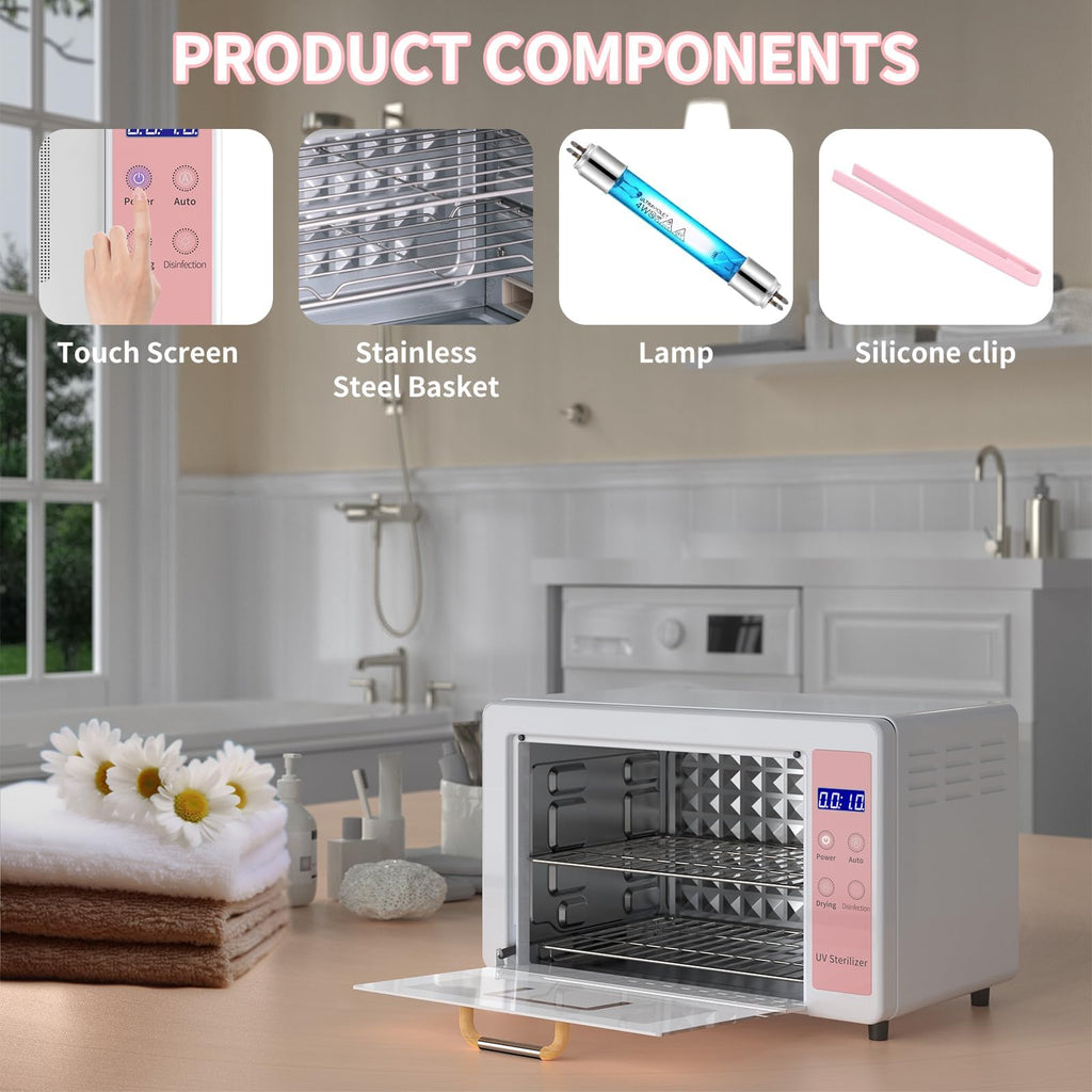Yofuly Sterilizer for Esthetician, 10L Large Sterilizer for Nail Tools, Multi-Functional Nail Cleaner Box, Large Capacity Cleaning Cabinet for Home Use, Barbers, Beauty Salons, and Spas