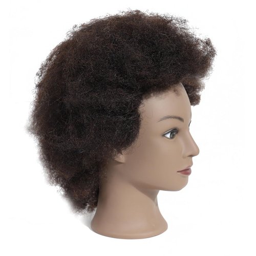 Romance Queen Mannequin Head Human Hair Curly For Black Women Training Head Cosmetology Doll Head for Hairdresser Girls Manikin Head Practice Styling Braiding with Stand (8inch)