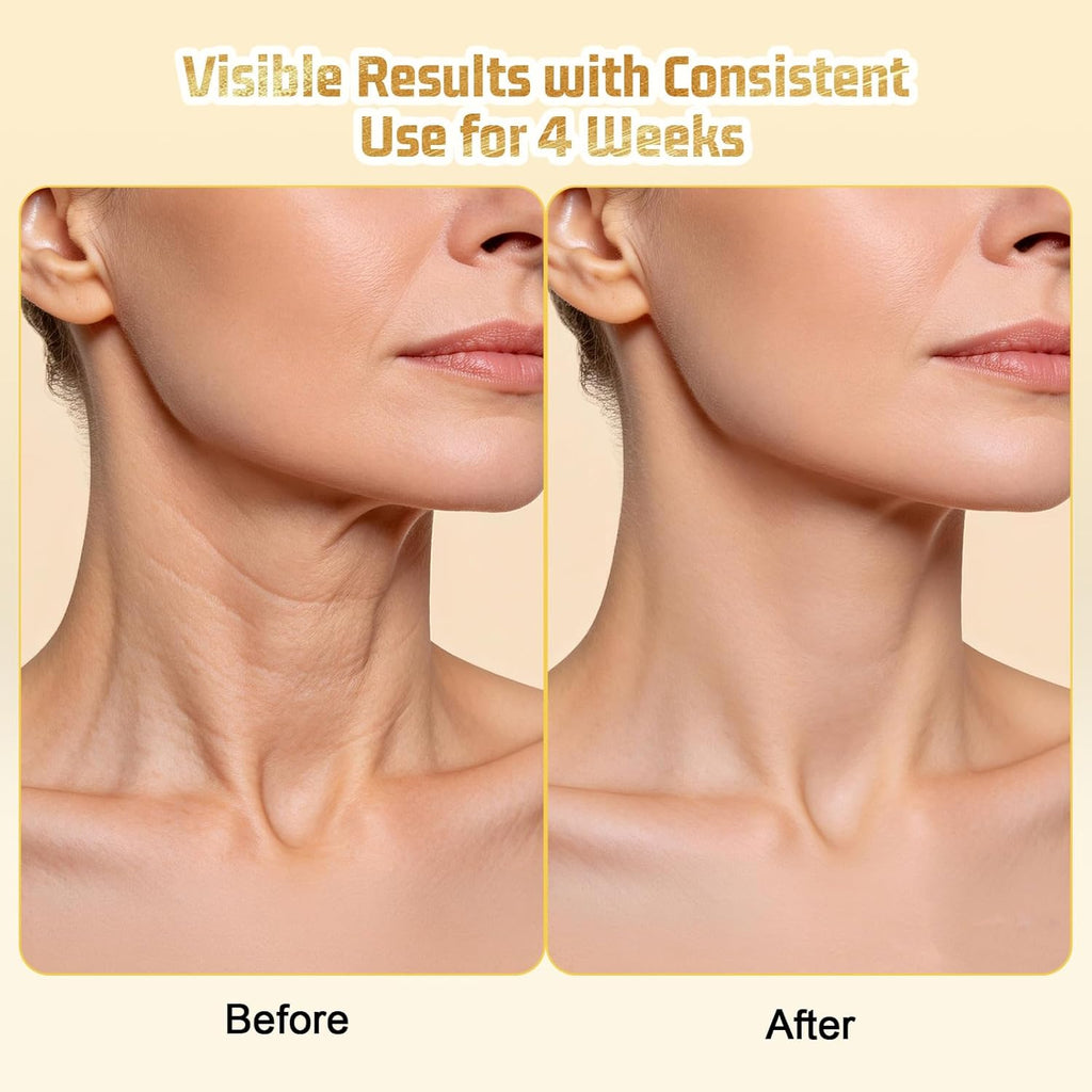 Z:SEA Collagen Cream Neck Mask & 98% Real Gold Serum Set - 2-Step Anti-Aging Solution for Crepey Skin | Firming, Lifting, Hydrating, 5Ct