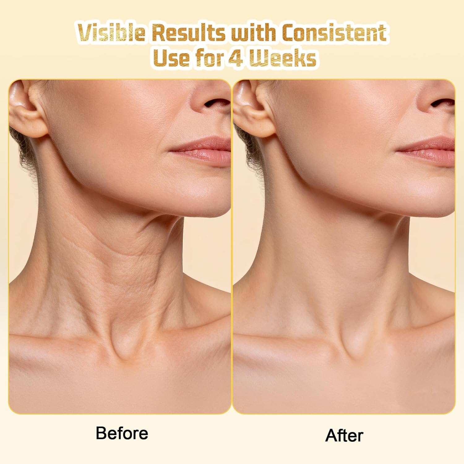 Z:SEA Collagen Cream Neck Mask & 98% Real Gold Serum Set - 2-Step Anti-Aging Solution for Crepey Skin | Firming, Lifting, Hydrating, 5Ct