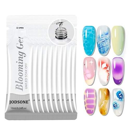 JODSONE 10Pcs Blooming Gel Nail Polish Refill Pack,10g Long Pouch Jelly Sticks, Blooming Gel Nail Polish Easy-Pour for Nail Art, Space-Saving & Portable for Professional & DIY Use