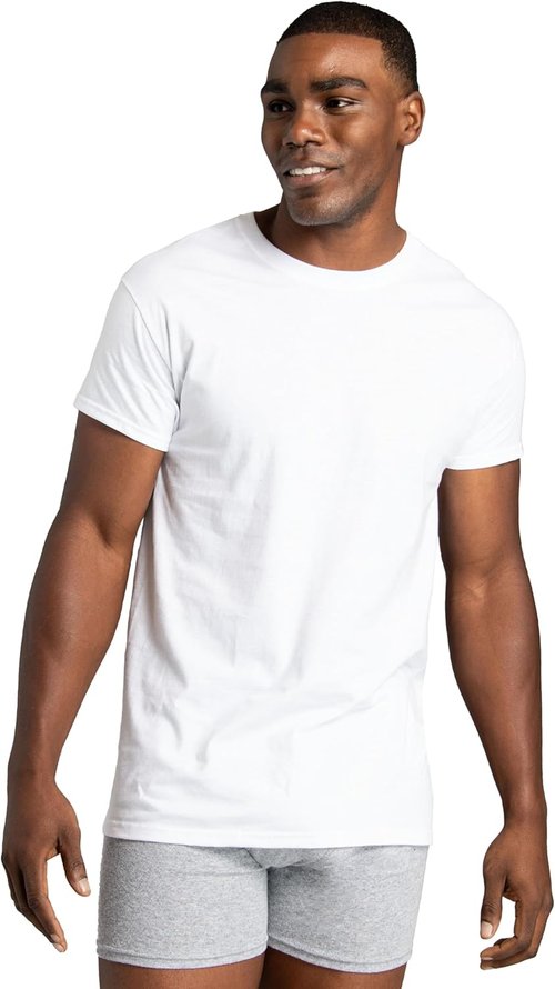 Fruit of The Loom Men's Crew Tee Undershirts - Moisture-Wicking & Tag-Free | Big & Tall Options Available