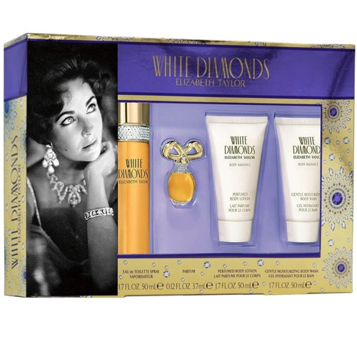 Elizabeth Taylor White Diamonds Perfume Gift Set - 4 Piece Collection | 1.7 Ounce EDT for Women
