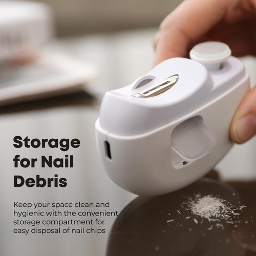 Electric Automatic Nail Clipper - 2 in 1 Auto Fingernail Cutter and Polishing Grinder for Baby Senior Adults - Rechargeable Cordless USB Battery Fingernail Trimmer