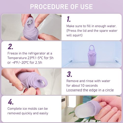 3 Pcs Facial Ice Roller Silicone Mold Reusable for Face Women and Eye Neck Cold Skin Care Tools Freezer De Puff Eye Bags Reduce Migraine Pain Pink 1 + Purple 2