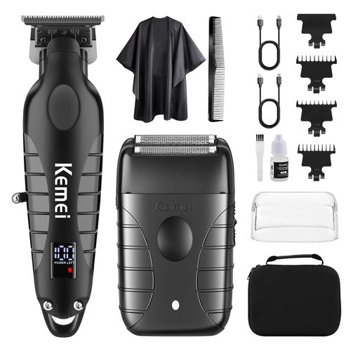 KEMEI Professional Electric Foil Shaver for Men, Beard Trimmer & Men's Grooming Set, Foil Shaving Kit and Bald Head Precision Trimmer, Cordless and Rechargeable with USB, Gifts for Men