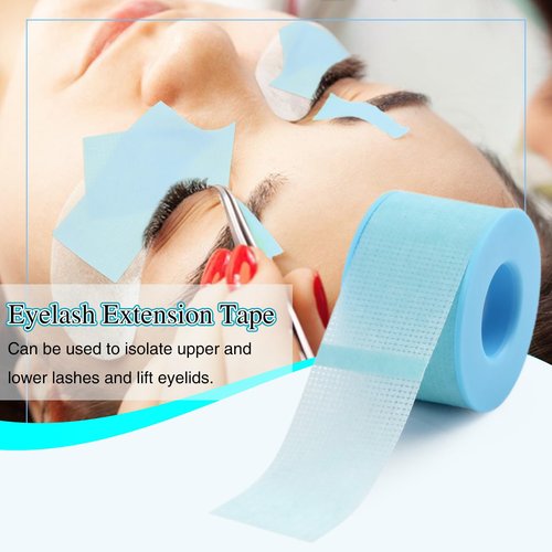 LZM Lash Tape for Eyelash Extensions - Eyelash Tape Silicone Gel Eyelash Extension Tape for Sensitive Skin Pain-Free Removal Lash Extensions Tape (0.5in x 4yd, 4Rolls, Pink+Blue)
