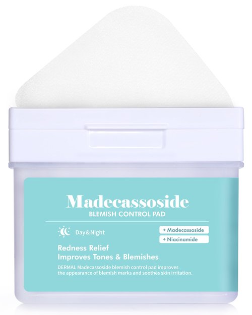 DERMAL Madecassoside Blemish Control Toner Pads 120 Count – CICA Centella Niacinamide PHA for Dark Spots & Uneven Tone – Vegan Gauze Tencel Pads with Tweezers (Korean Skincare)