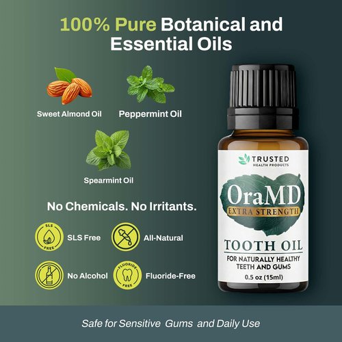 OraMD 4-in-1 Extra Strength Tooth Oil - Clinically Tested Maximum Strength Gum Disease Treatment, Gingivitis Treatment, Periodontal Disease Treatment, Sensitive Teeth and Gums - All-Natural (3 Pack)