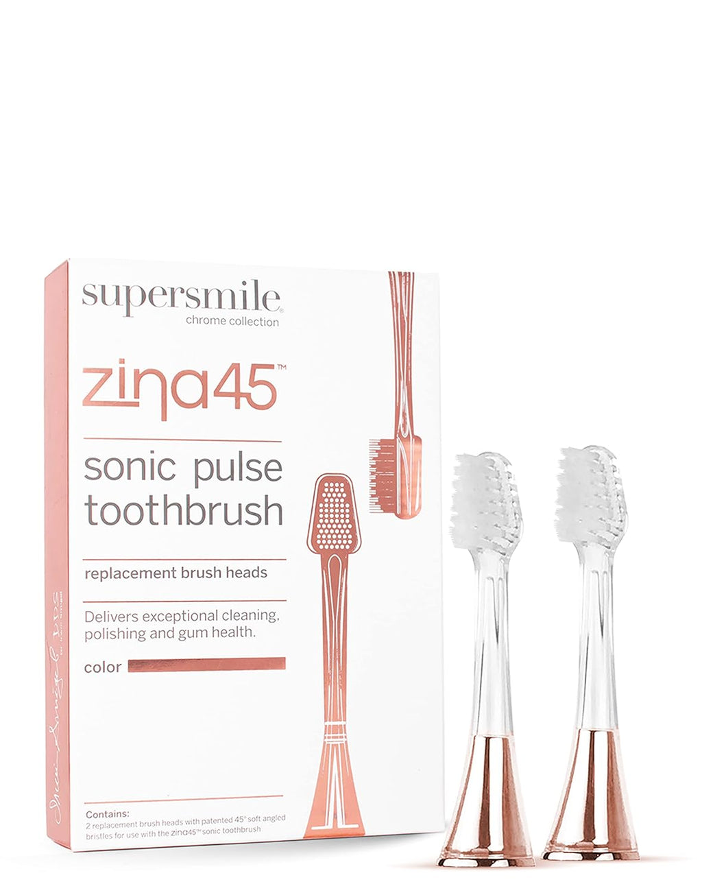 Supersmile Zina45 Sonic Pulse Toothbrush Replacement Brush Heads - Optimal Cleaning & Freshness