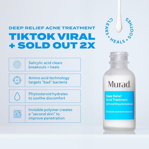 Murad Deep Relief Acne Spot Treatment - 2% Salicylic Acid for Hormonal Acne & Breakouts - 1 Fl Oz