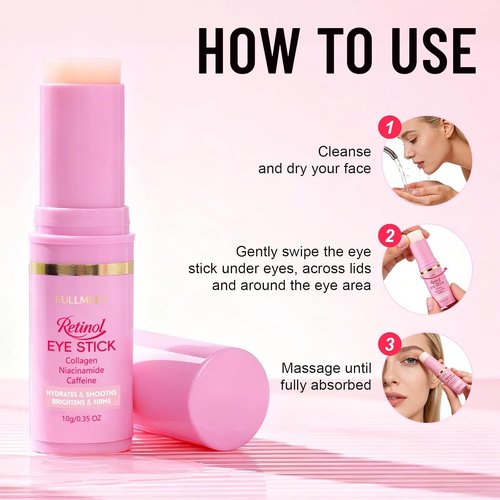 Skiennix Retinol & Caffeine Eye Balm Stick - Smoothing Under Eye Treatment for Dark Circles & Puffiness | 0.35oz/10g