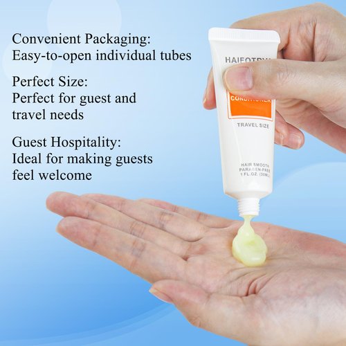 HAIFOTRVA Travel Size Conditioner Bulk Pack of100,Individually Wrapped Small Size Hotel Hair Conditioner Gel Supplies 30ml/1 fl oz Portable Toiletries Amenities Bulk for Guests,Travel,Homeless,Charity