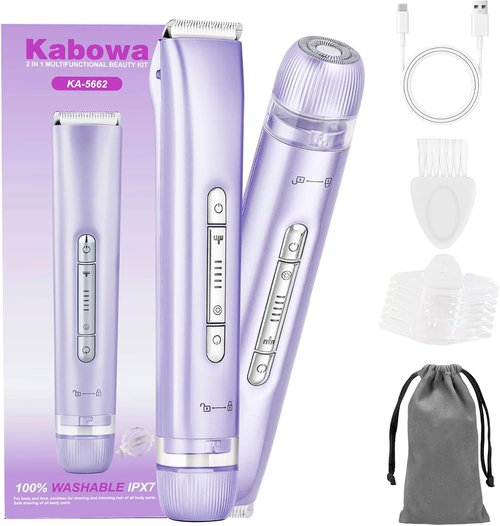 Bikini Trimmer for Women Dual Head Electric Razors IPX7 Waterproof, Electric Shaver for Facial Private Hair, Anniversary Birthday Christmas Gifts for Women self Care, Stocking Stuffers for Teen Girls