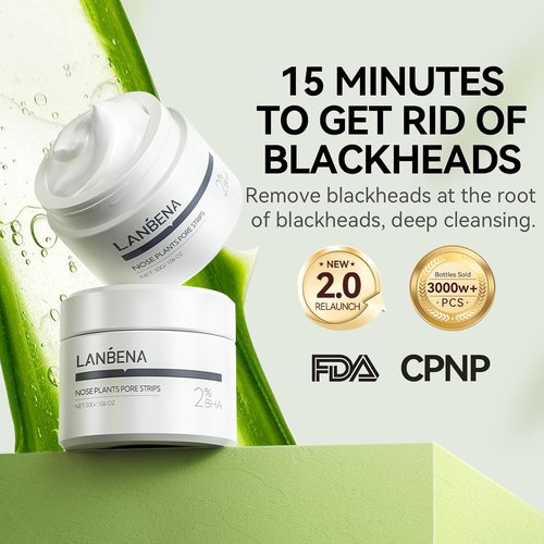 LANBENA Blackhead Remover | Deep Cleansing Nose Pore Strips & Peel-Off Mask | 60 Strips (1.06 Oz)