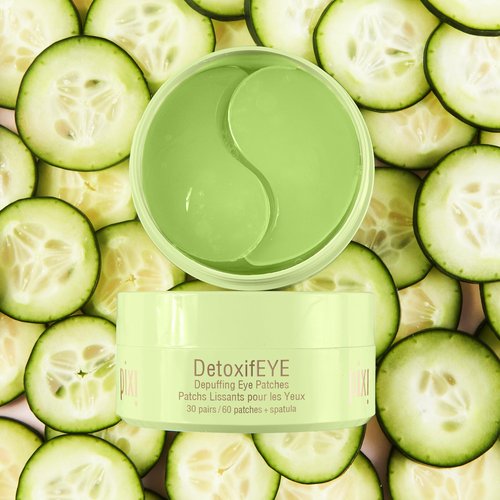 Pixi DetoxifEYE Depuffing Hydrogel Under-Eye Patches, Cucumber, Hyaluronic Acid & Caffeine for Puffy Eyes and Dark Circles, Hydrate Eye Area, 30 Pairs, 60 Patches