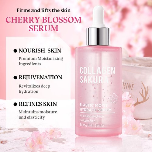 Skin Care Set-Travel Skincare Kit-Collagen Sakura Set with Mask,Eye Cream,Cleanser,Serum,Face Cream,Toner for Gift Sets for Teen Girls,Facial Skin Care Sets for Women Wife Teen Girls