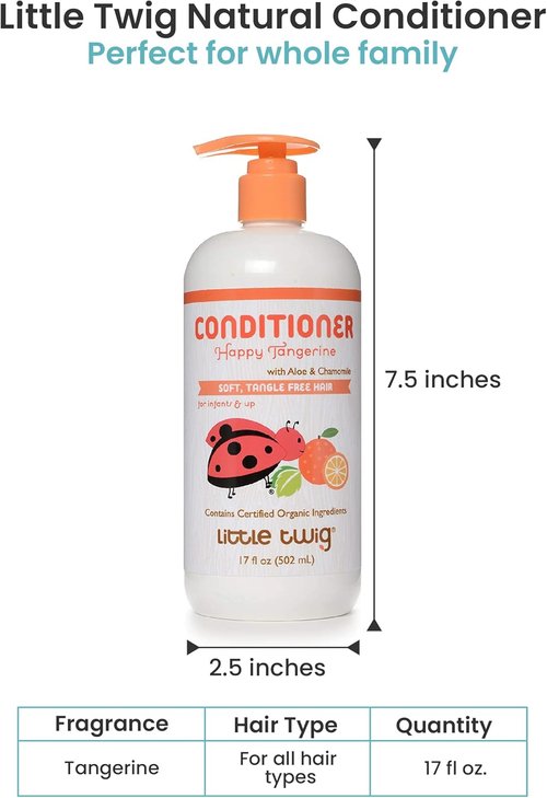 Little Twig Detangling Conditioner - Natural Plant-Derived Formula with Essential Oils | Tangerine, 17 fl oz