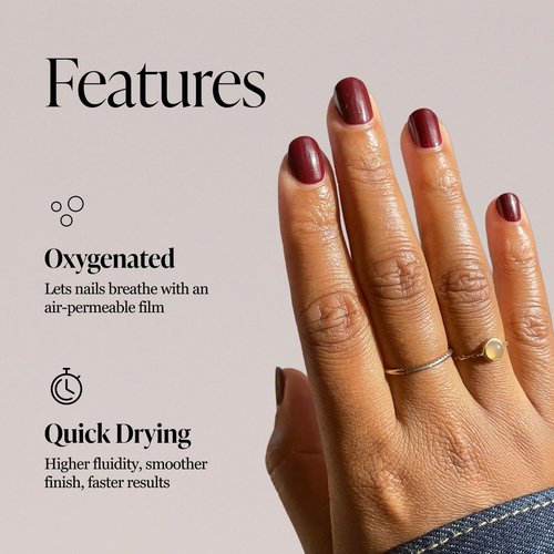 Nailberry L'Oxygéné Oxygenated Nail Lacquer | Le Temps des Cerises | Deep Red Burgundy Opaque | UV Protected Long-Wear Nail Polish | 12-Free | Vegan | Certified Halal | Cruelty & Gluten Free | 15 ml