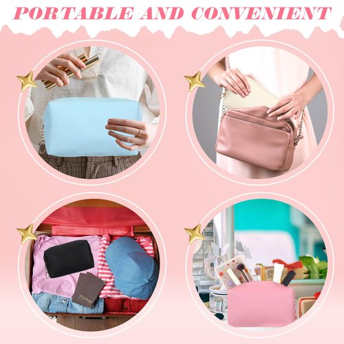 Chunful 24 Pcs Preppy Makeup Bag PU Leather Cosmetic Bag Bulk Makeup Plain Pouch Waterproof Toiletry Purse for Women Traveling Preppy Pencil Case Valentine's Day Gifts(Mixed Colors)