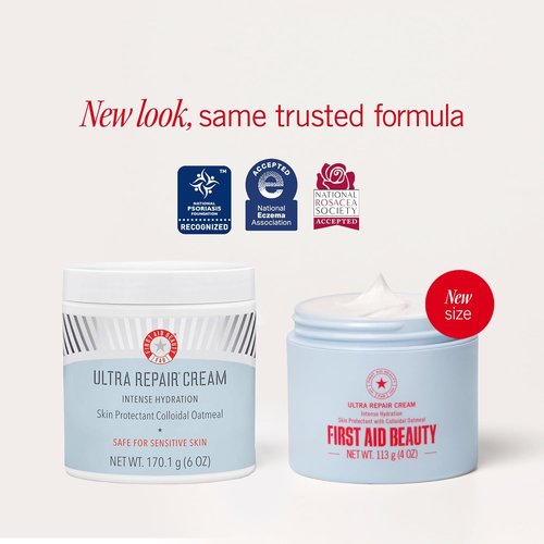 First Aid Beauty - Ultra Repair Cream - Intense Hydration Moisturizer for Face & Body - Clinically Proven to Strengthen Skin Barrier in 7 Days - Eczema Relief, 4 oz